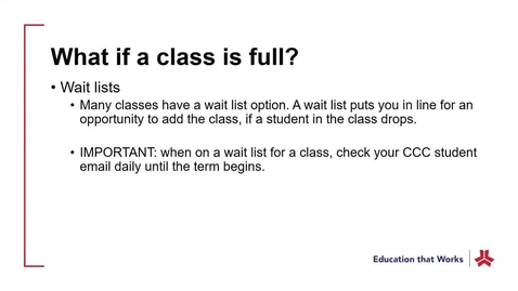 Thumbnail for entry Full Classes and Waitlists