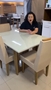 Sala Jantar 4 Cadeiras Retangular 120X90 Olinda/Helena Vidro OffWhite/Freijo/Areia MDF São Carlos
