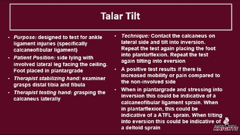 Thumbnail for Foot &amp; Ankle: Talar Tilt 