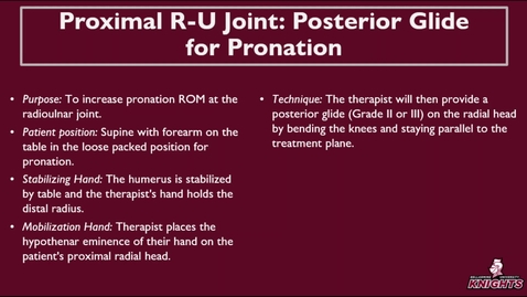 Thumbnail for Proximal R-U Joint: Posterior Glide for Pronation