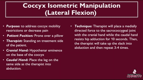 Thumbnail for Coccyx Isometric Manipulation (Lateral Flexion)