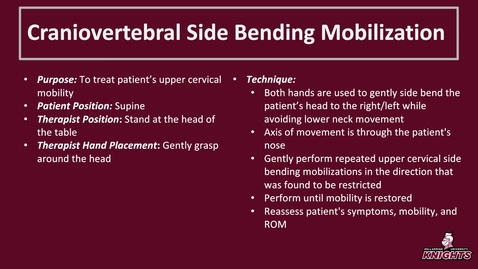 Thumbnail for Craniovertebral Side Bending Mobilization