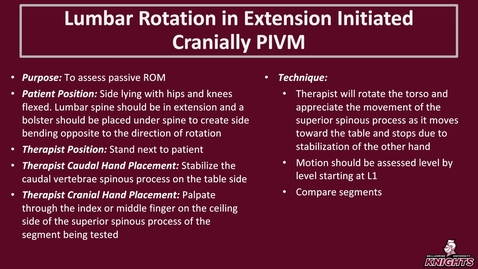 Thumbnail for Lumbar Rotation in Extension Initiated Cranially PIVM