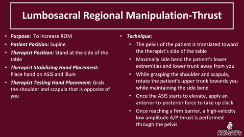 Thumbnail for Lumbosacral Regional Manipulation-Thrust 