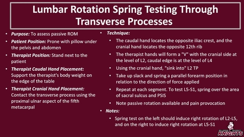 Thumbnail for Lumbar Rotation Spring Testing Through Transverse Processes
