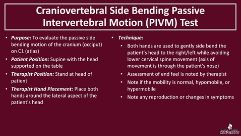 Thumbnail for Craniovertebral Side Bending PIVM Test