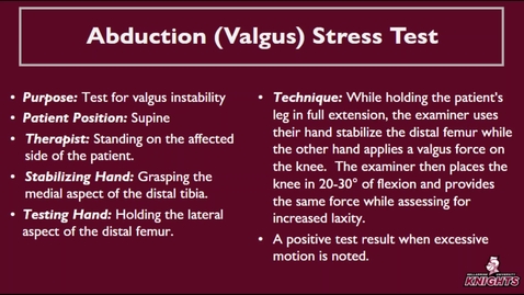 Thumbnail for Abduction (Valgus) Stress Test