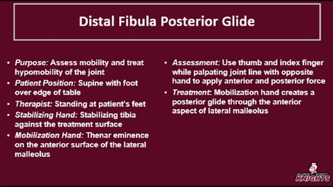 Thumbnail for Foot &amp; Ankle: Distal Fibula Posterior Glide