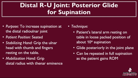 Thumbnail for Distal R-U Joint: Posterior Glide for Supination