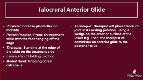 Thumbnail for entry Foot &amp; Ankle: Talocrural Anterior Glide