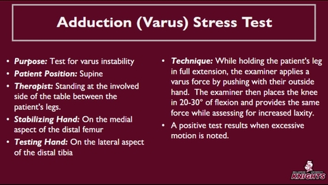 Thumbnail for Adduction (Varus) Stress Test