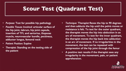 Thumbnail for Hip: Scour Test (Quadrant Test) Special Test