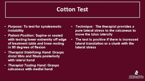 Thumbnail for Foot &amp; Ankle: Cotton Test 