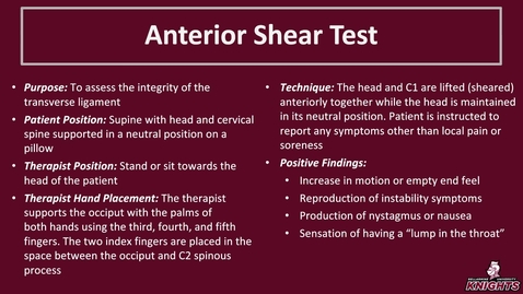 Thumbnail for Anterior Shear Test