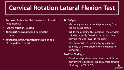 Thumbnail for Cervical Rotation Lateral Flexion Test