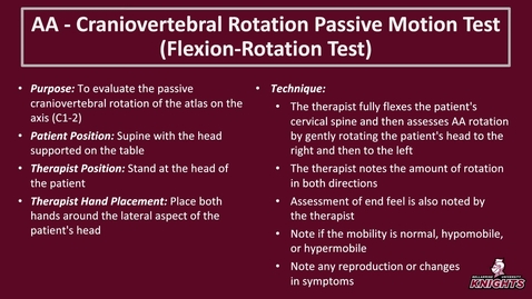 Thumbnail for AA-Craniovertebral Rotation Passive Motion Test (Flexion-Rotation Test)
