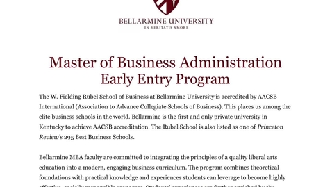 Thumbnail for Early Entry MBA Advising