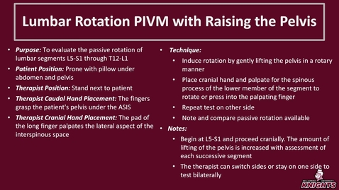 Thumbnail for Lumbar Rotation PIVM with Raising the Pelvis