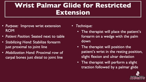 Thumbnail for entry Wrist Palmar Glide for restricted Extension