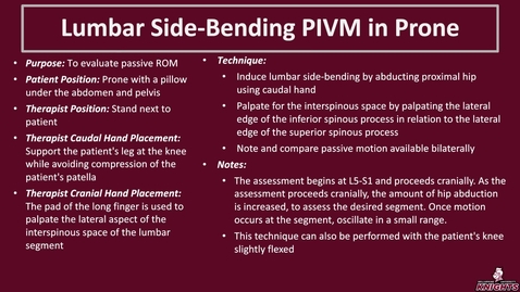 Thumbnail for entry Lumbar Side Bending PIVM in Prone