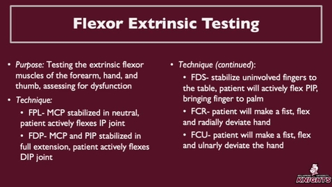 Thumbnail for Flexor Extrinsic Testing