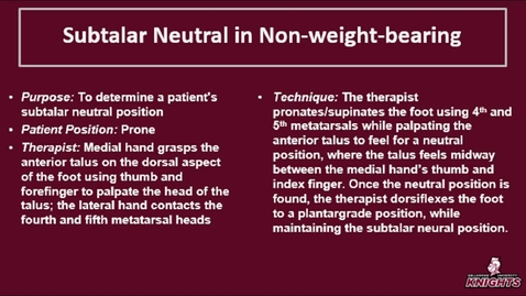 Thumbnail for entry Foot &amp; Ankle: Subtalar Neutral in Non-weight-bearing