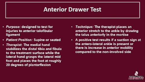 Thumbnail for Foot &amp; Ankle: Anterior Drawer Test