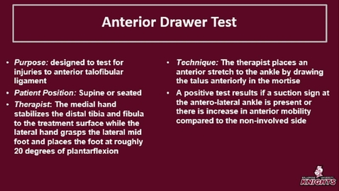 Thumbnail for entry Foot &amp; Ankle: Anterior Drawer Test