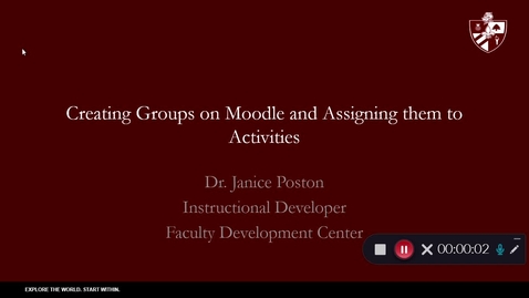 Thumbnail for entry Creating Groups On Moodle and  Assigning them to Activities