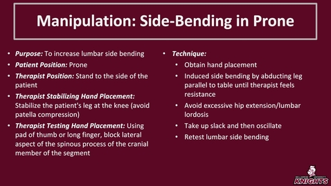 Thumbnail for Manipulation: Side-Bending in Prone