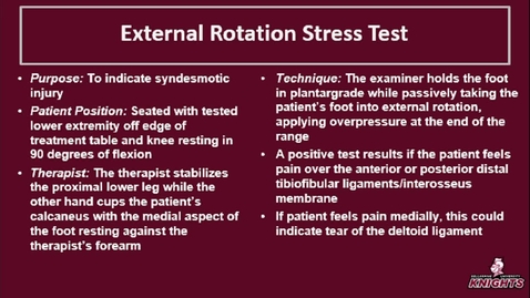 Thumbnail for entry Foot &amp; Ankle: External Rotation Stress Test