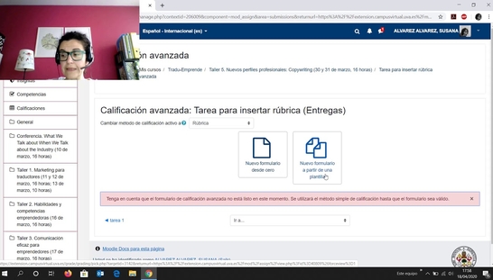 Diseño de rúbricas para tareas en Moodle (Campus Virtual)