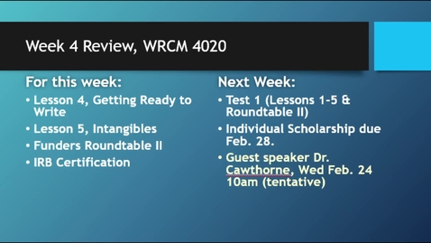 Thumbnail for entry WRCM4020 Wk4 Review - February 12th 2021, 3:07:38 pm