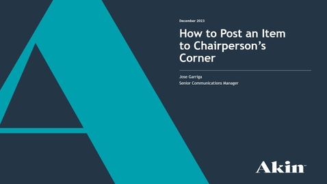 Thumbnail for 12.01.23: How to Post an Item to Chairperson’s Corner