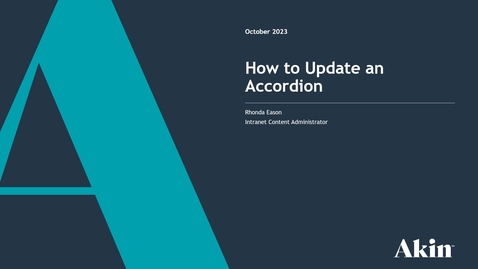 Thumbnail for 10.01.23: How to Update an Accordion