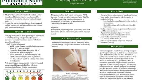 Thumbnail for entry Use of Transdermal Medication in Treating Post-Operative Pain