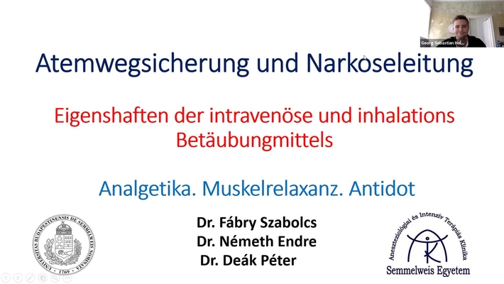 Vorlesung_Allgemeinanästhesie mit intravenösen und/oder inhalativen Anästhetika. Atemwegsicherung. Analgetika. Muskelrelaxanzien. Antidote