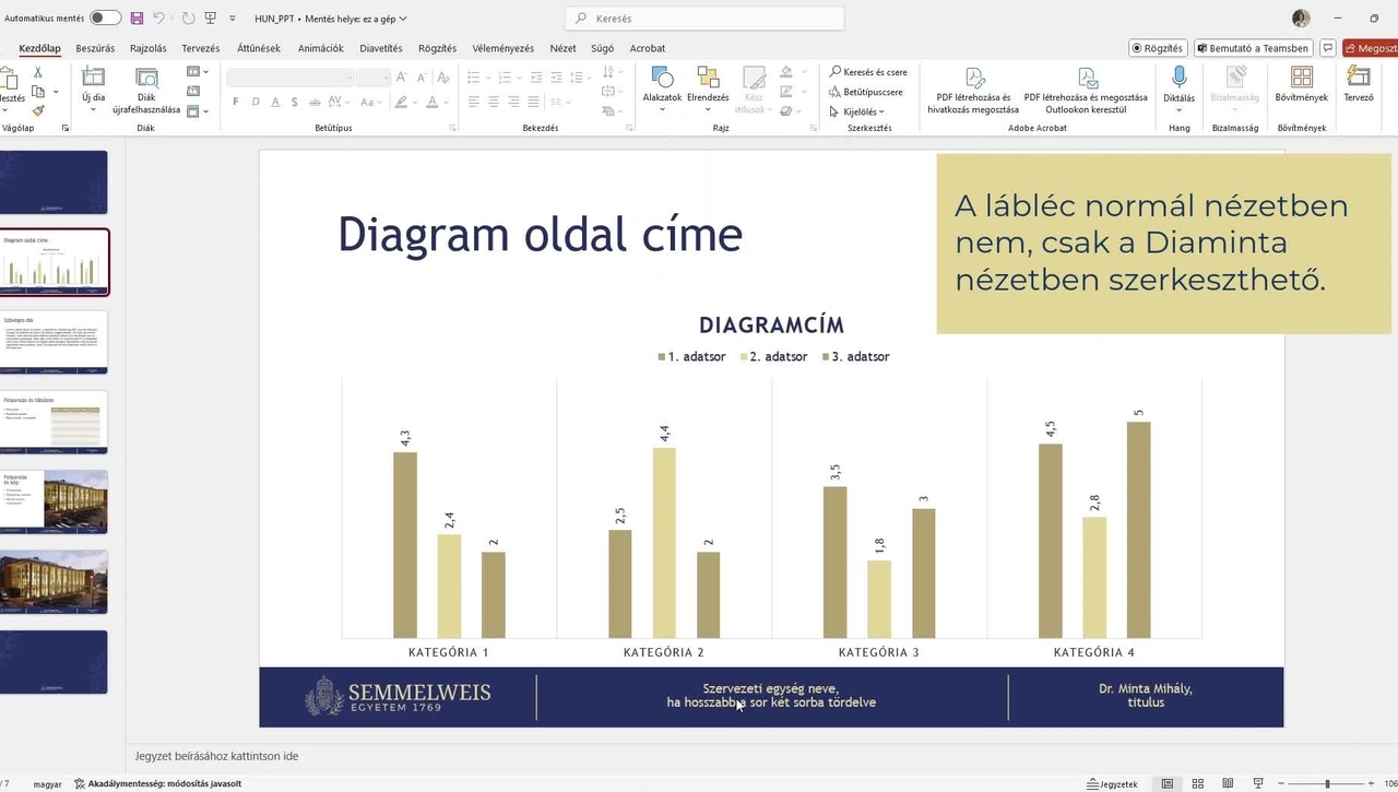 PPT sablon láblécének szerkesztése