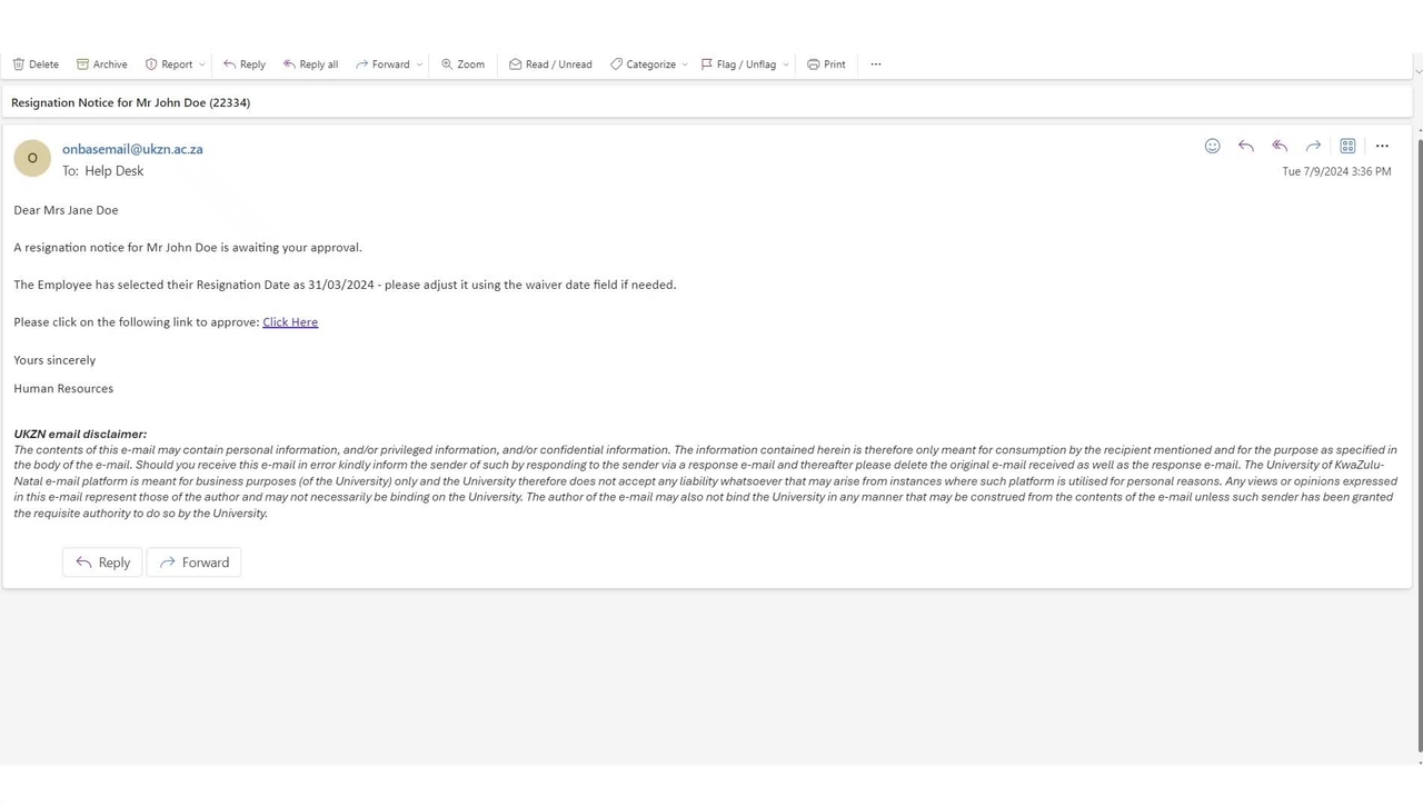 HR Resignation System - Line Manager Walkthrough