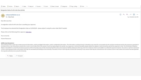 HR Resignation System - Line Manager Walkthrough