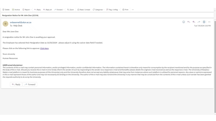 HR Resignation System - Line Manager Walkthrough