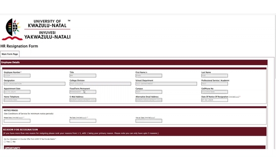 HR Resignation System - Employee Walkthrough