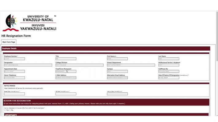 HR Resignation System - Employee Walkthrough