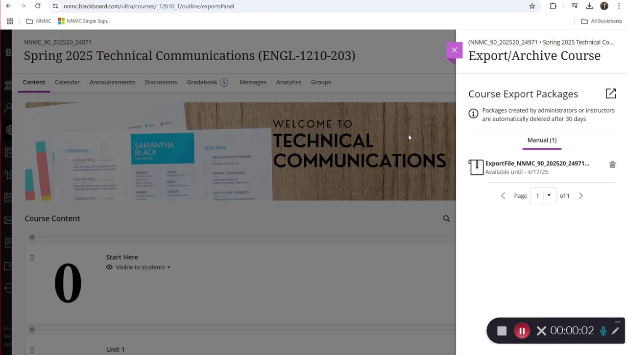 Importing a Blackboard Learn Course into Canvas