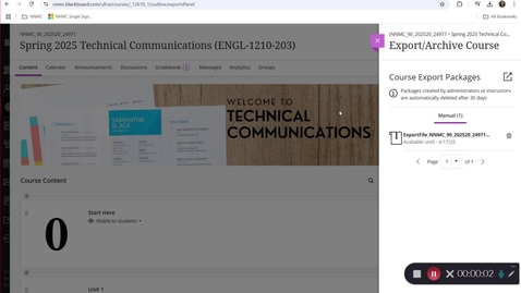 Thumbnail for Importing a Blackboard Learn Course into Canvas