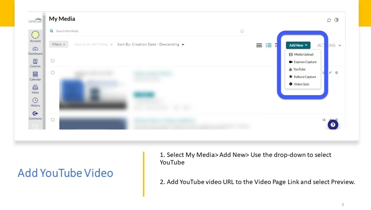 Kaltura adding Youtube video Micro