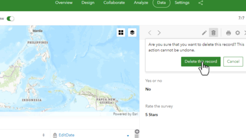 Thumbnail for Delete Survey Records on the ArcGIS Survey123 Website