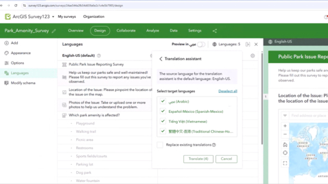Thumbnail for Translate a Survey with an ArcGIS Assistant