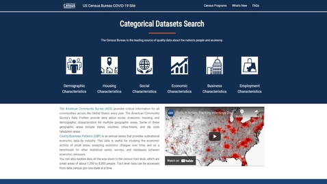 Thumbnail for entry US Census COVID-19 Hub Categorial Data Search