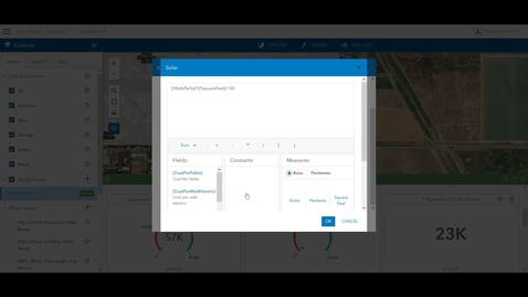 Thumbnail for entry ArcGIS GeoPlanner Solar Suitability Modeling: Configuring Performance Indicators